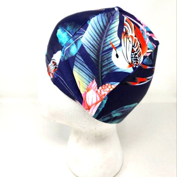 Fabric Swim Cap Sun Cap Polyester Tropical Print Not waterproof One Size New - Picture 1 of 4